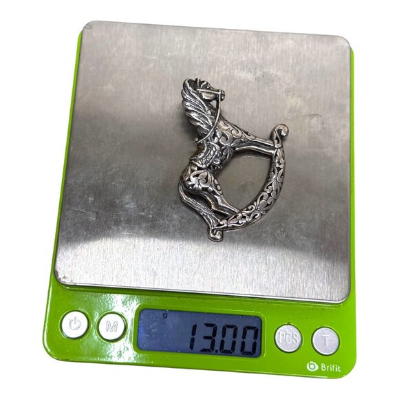 Vintage Sterling Silver J Claire 925 Rocking Horse Carousel Filagree Brooch Pin - Picture 6 of 6